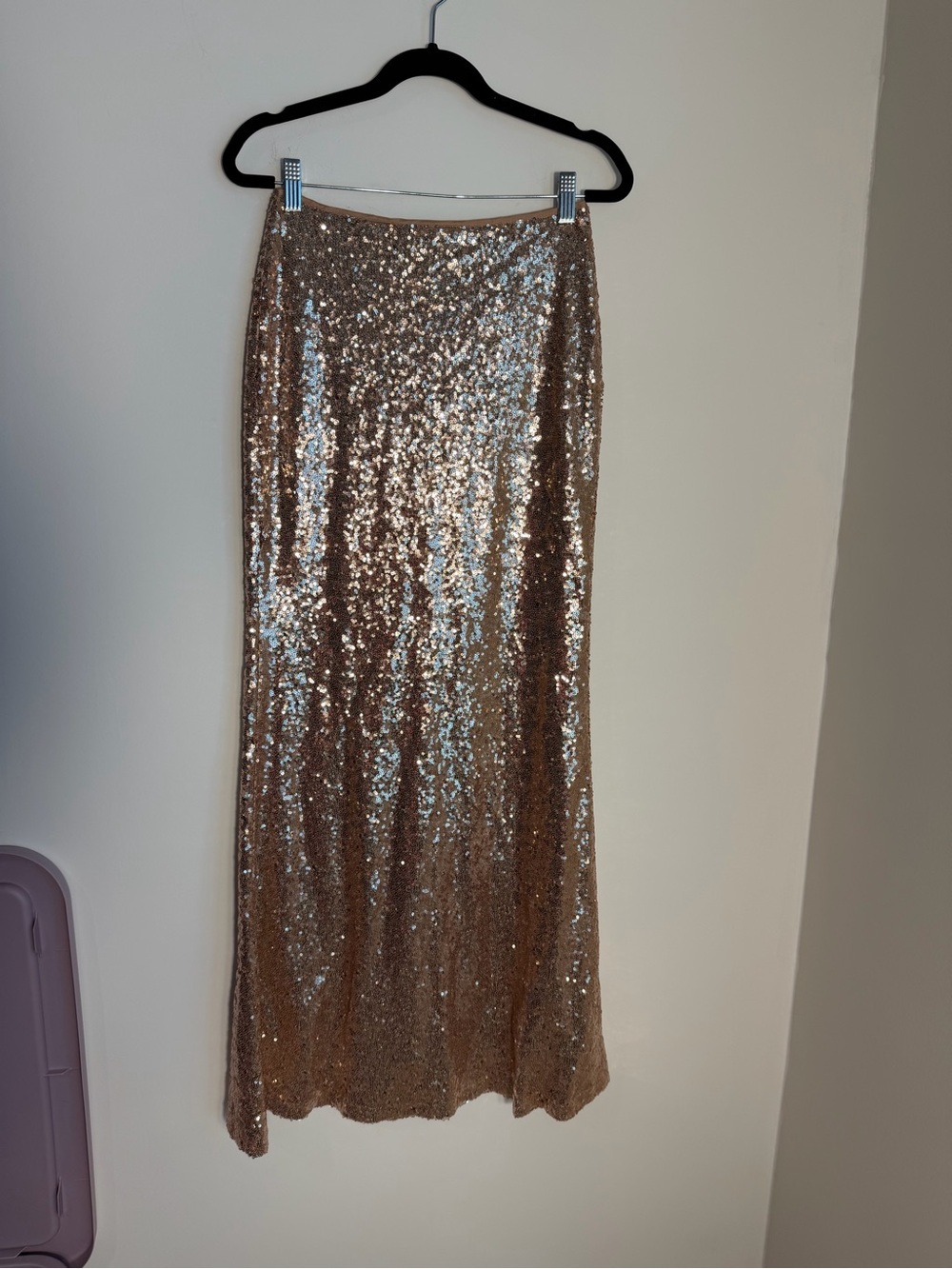 Lulu's Rose Gold Sequin Maxi Skirt